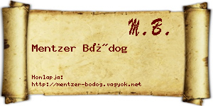 Mentzer Bódog névjegykártya